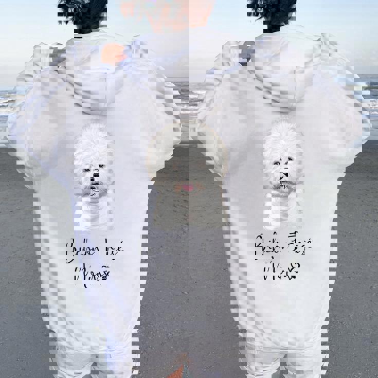 Bichon Frisé Dog Mom ビションフリーゼママかわいい子犬犬の所有者ビションフリーゼ犬 レディース オーバーサイズ パーカー バックプリント