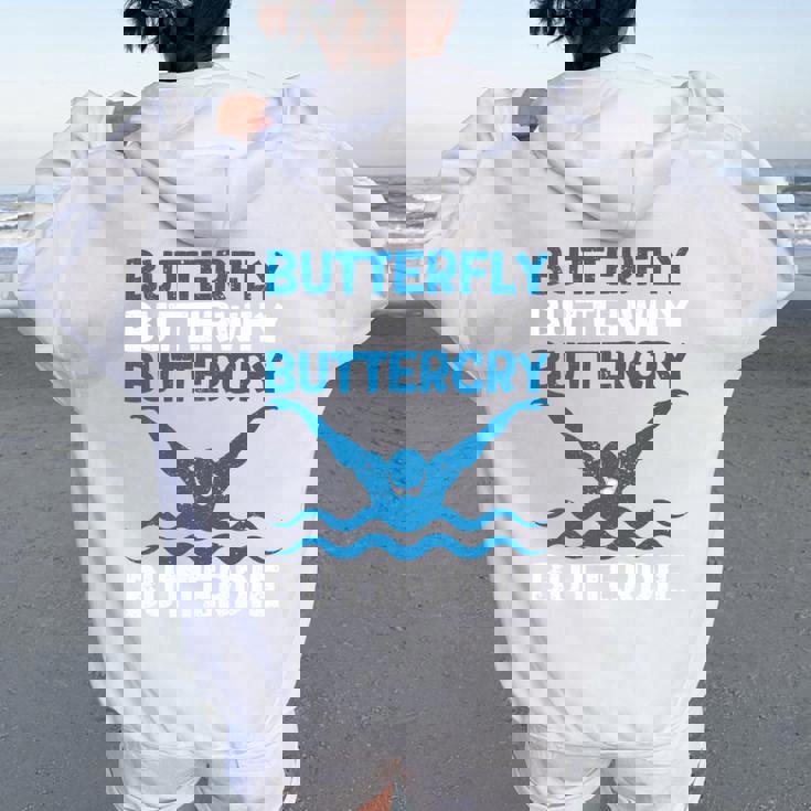 Butterfly Butterwhyバタフライバタフライファニー水泳チーム 長袖tシャツ レディース オーバーサイズ パーカー バックプリント