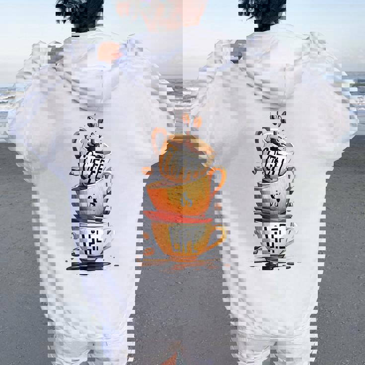 Coffee Is Life 愉快なコーヒー好きのギフト レディース オーバーサイズ パーカー バックプリント