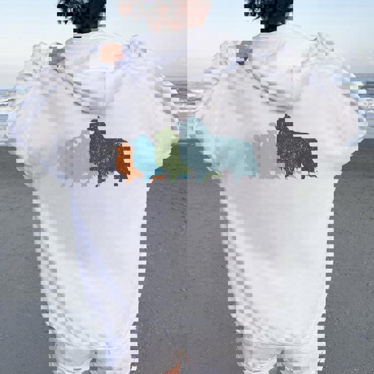 Dog Mom & Dad シルエット ヴィンテージ シェルティ シェットランド シープドッグ レディース オーバーサイズ パーカー バックプリント