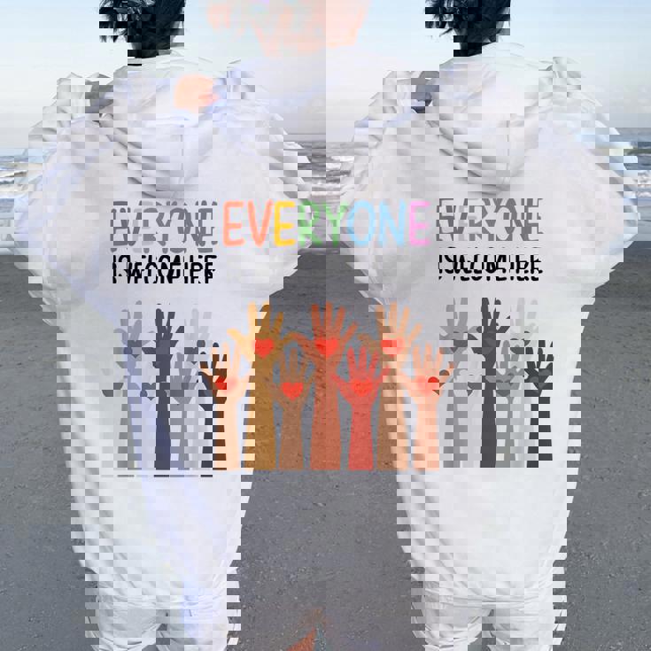 Everyone Is Welcome Here アイダホ 教師 男性 女性 キッズ レディース オーバーサイズ パーカー バックプリント