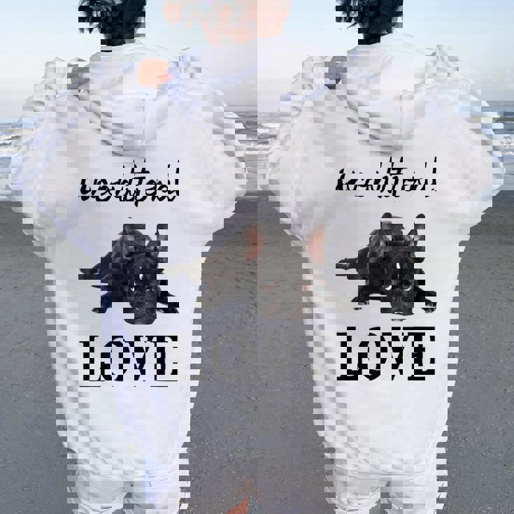 Frenchie Mum Dogへのラブフレンチブルドッグギフト レディース オーバーサイズ パーカー バックプリント