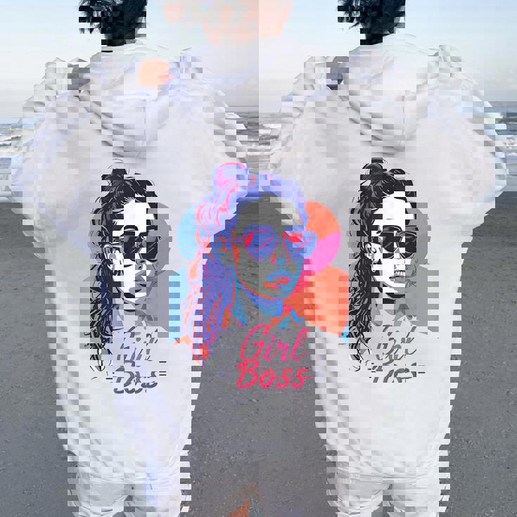 Girl Boss ポップアート セルフエンパワーメント レトロ 1950年代 レディース オーバーサイズ パーカー バックプリント