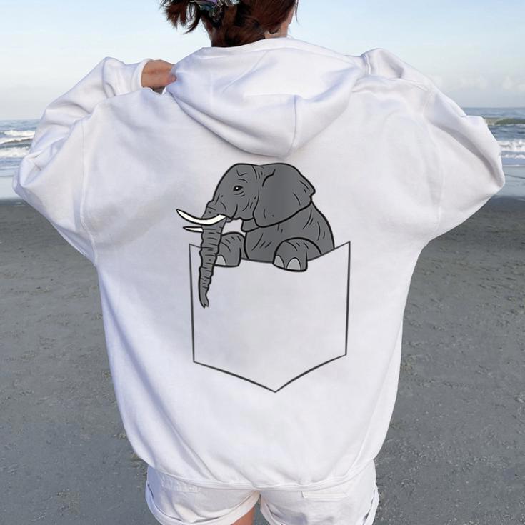 L'éléphant Dans La Poche Drôle D'éléphant De Poche Sweat à capuche oversize pour femme avec imprimé dans le dos