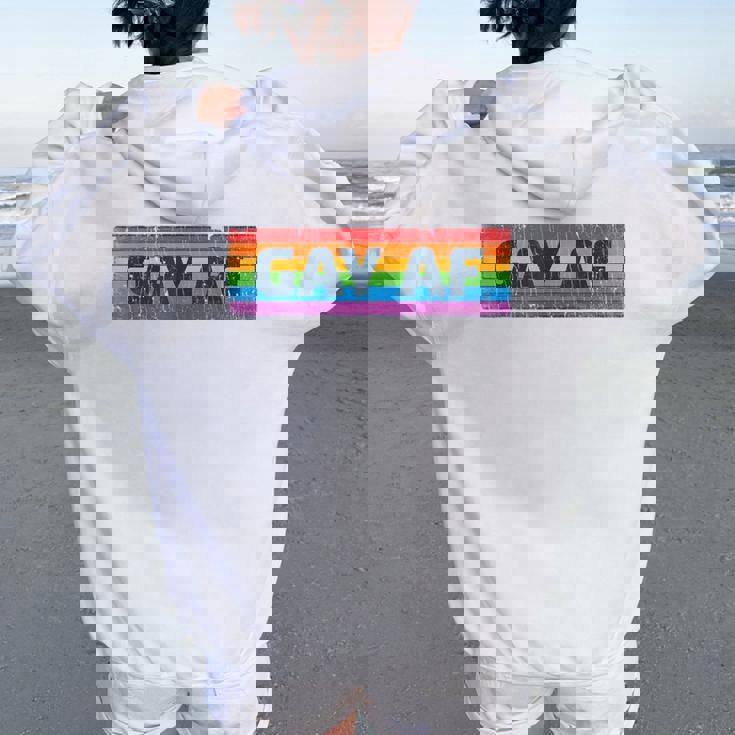 Lgbtq Gay Af Pride Lgbt Ally Rainbow Flag Retrointage レディース オーバーサイズ パーカー バックプリント