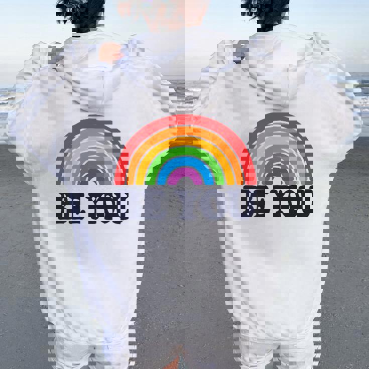 Lgbtq Be You Pocket Gay Pride Lgbt Ally Rainbow Flagintage レディース オーバーサイズ パーカー バックプリント