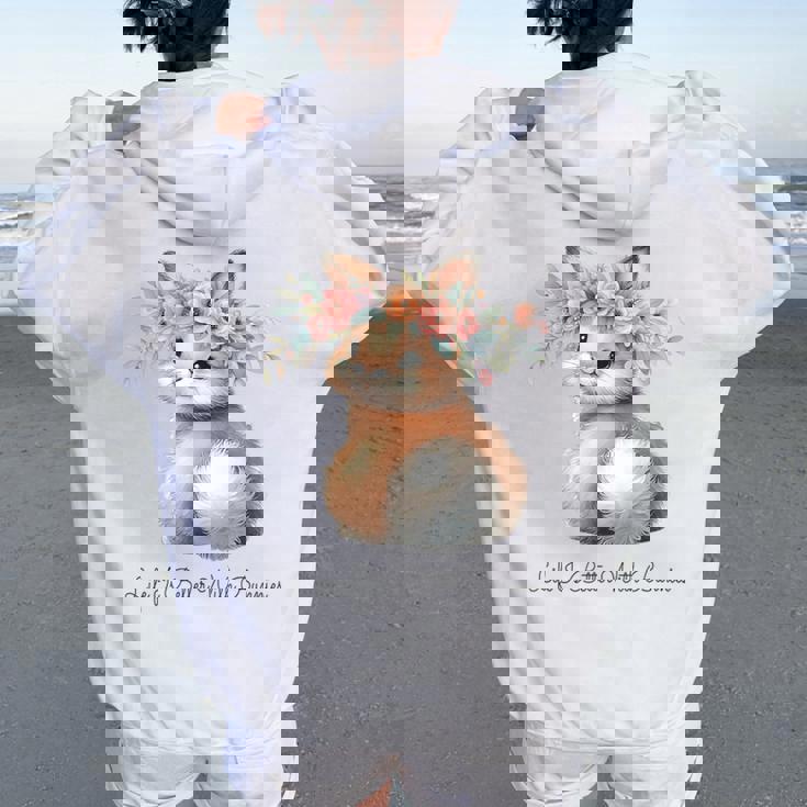 Life Is Better With Bunnies 水彩 ウサギ 花柄 ウサギ レディース オーバーサイズ パーカー バックプリント