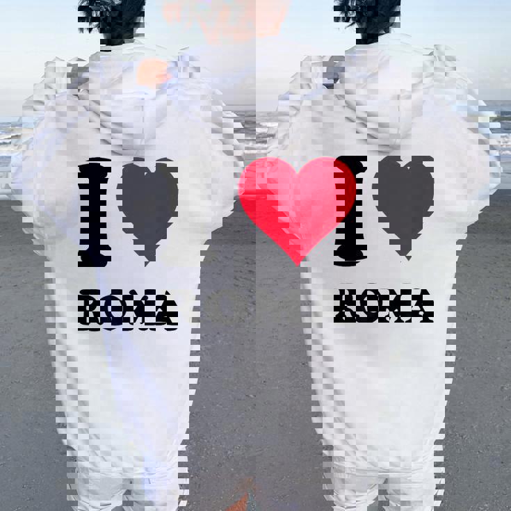 I Love Roma レディース オーバーサイズ パーカー バックプリント