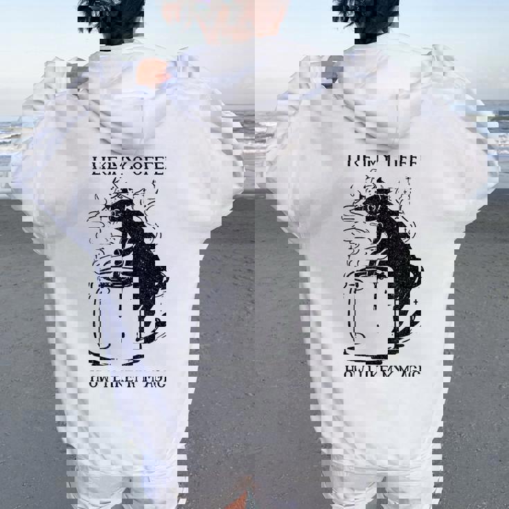 Magic Coffee Cat 面白い猫 レディース オーバーサイズ パーカー バックプリント