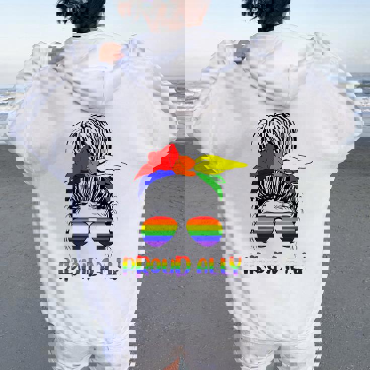 Messy Bun Proud Ally Pride Flag Love Lgbt レインボー サングラス レディース オーバーサイズ パーカー バックプリント
