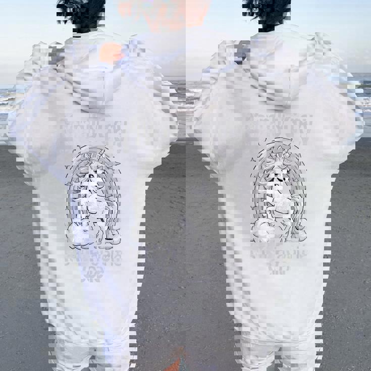 Morally Grey My Favorite Color Dark Unicorn Rainbow レディース オーバーサイズ パーカー バックプリント