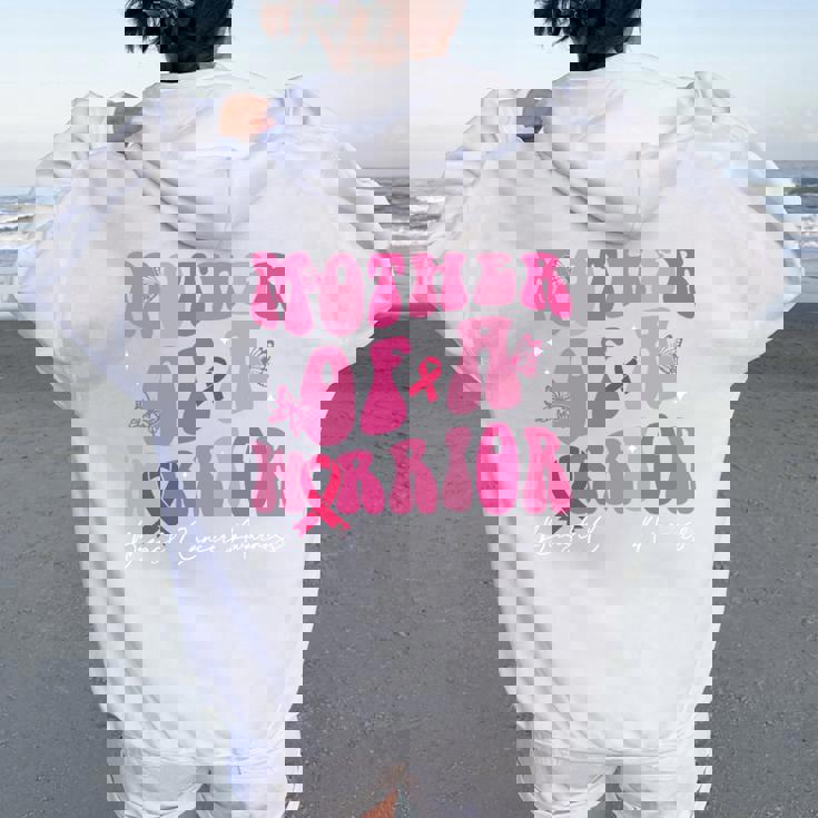 Mother Of A Warrior 乳がん啓発 ピンクリボン 長袖tシャツ レディース オーバーサイズ パーカー バックプリント