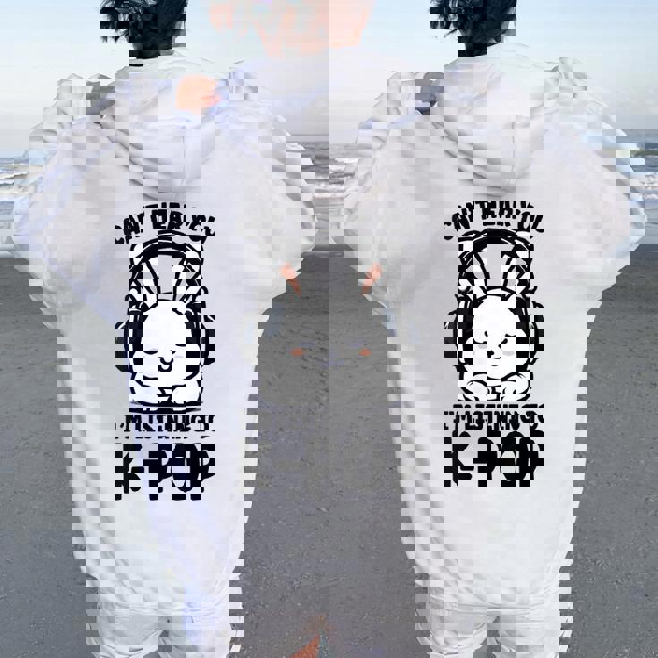 No Puedo Oírte Estoy Escuchando K-Pop Cute Rabbit Kpop Cuello Women Oversized Hoodie Back Print