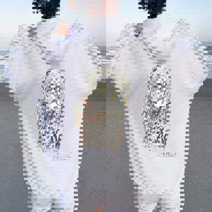 Owl Drawing レディース オーバーサイズ パーカー バックプリント