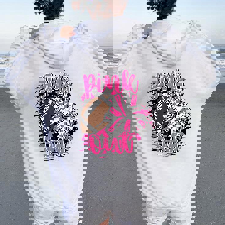 Pink Out Football Breast Cancer Awareness Cheer Mom Mama Women Oversized Hoodie Back Print