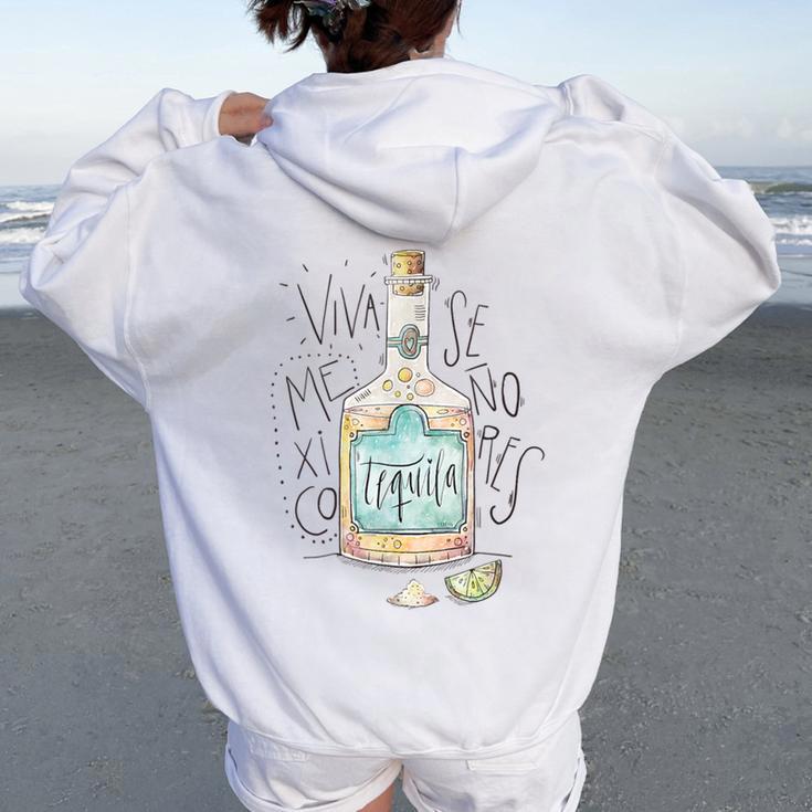 Playera De Mexico Queiva Tequilaenores Camisa Sweat à capuche oversize pour femme avec imprimé dans le dos