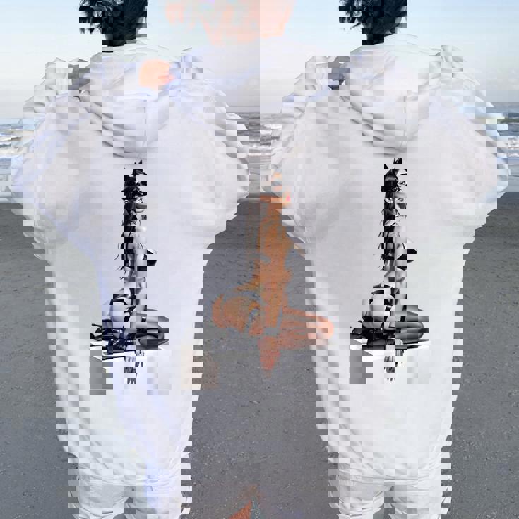 Sexy Girl グラフィックtシャツ セクシー「バッドキティ」ピンナップガール カットアウト。 レディース オーバーサイズ パーカー バックプリント