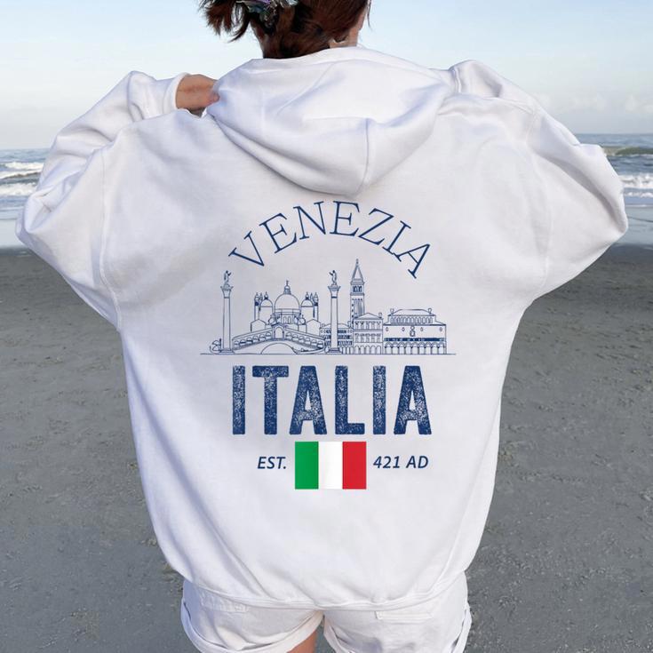 Venezia Italiaouvenirenecia Italia Bandera Recordatorio Hombres Es Women Oversized Hoodie Back Print