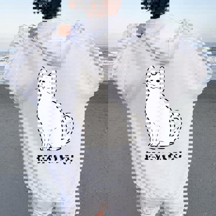 ねこのいいなり 猫 ネコ 白猫 イラスト おもしろ おしゃれ シンプル かわいい 猫飼い 猫好き 男性 女性 レディース オーバーサイズ パーカー バックプリント