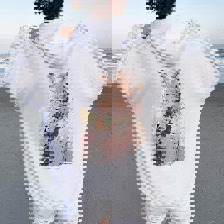 アニメ ワイフ かわいい アニメ 漫画 猫 女の子 甘い レトロ 日本 レディース オーバーサイズ パーカー バックプリント