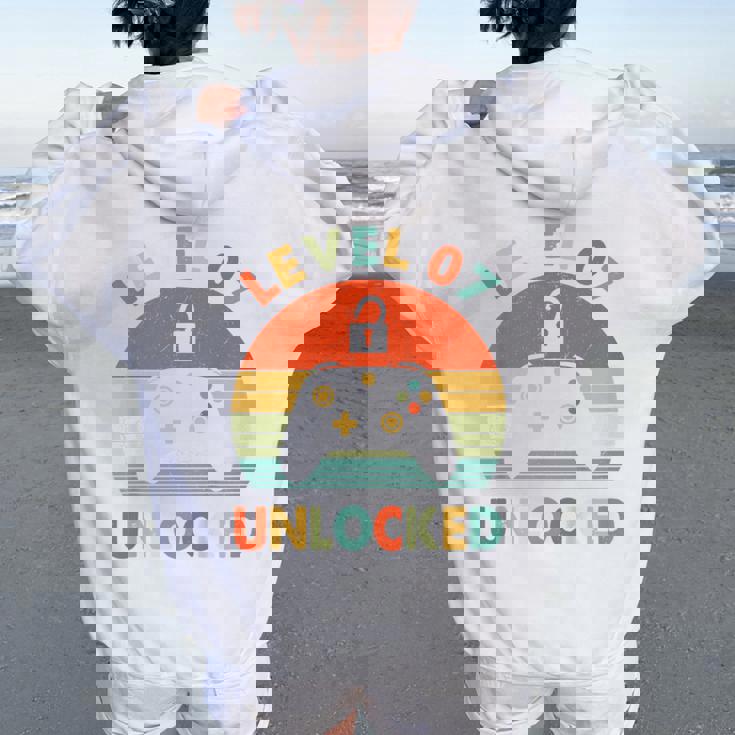 キッズ Level 7 Unlocked 7Th Birthday Gamer For Boys & Girl レディース オーバーサイズ パーカー バックプリント