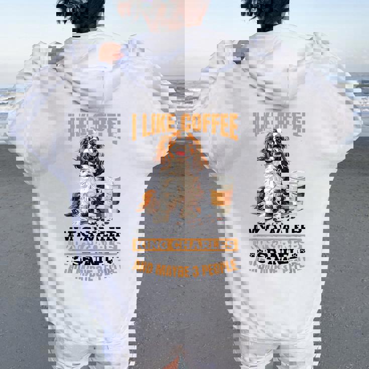 キャバリア・キング・チャールズ・スパニエル犬種 I Like Coffee My レディース オーバーサイズ パーカー バックプリント