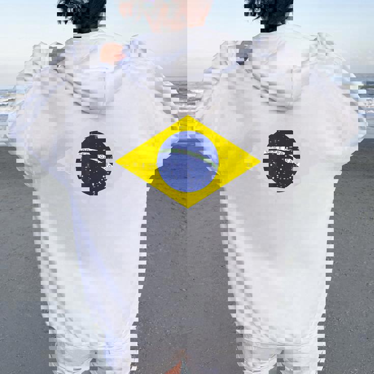 グリーン ブラジル国旗 サッカー ファン 男性 女性 男の子 女の子 キッズ レディース オーバーサイズ パーカー バックプリント