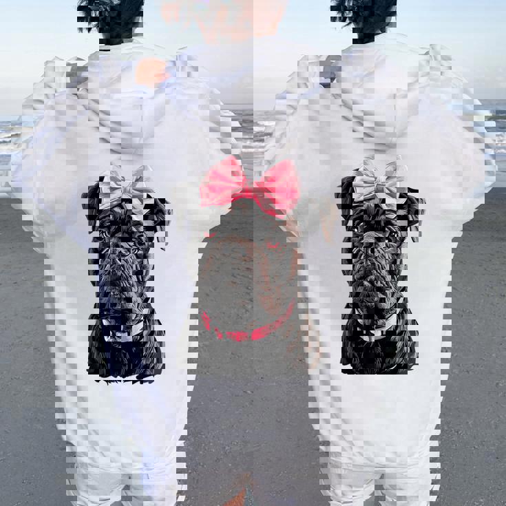 コケット ボウケーン コルソ 犬 ママ ピンクリボン 女の子 レディース オーバーサイズ パーカー バックプリント