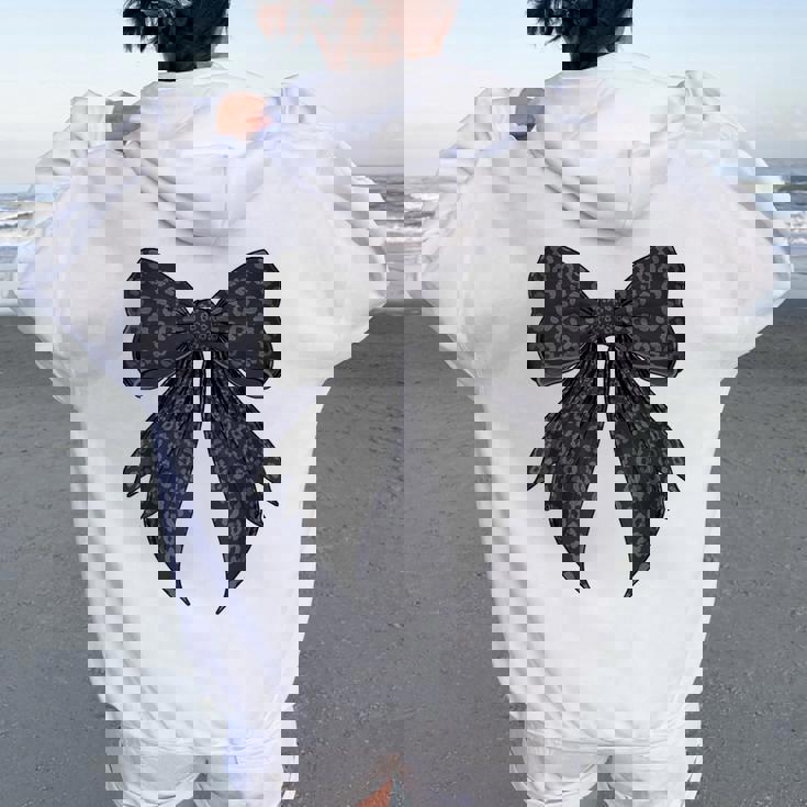 コケット リボン ブラック グレー チーター ヒョウ柄 女の子 ママ レディース オーバーサイズ パーカー バックプリント