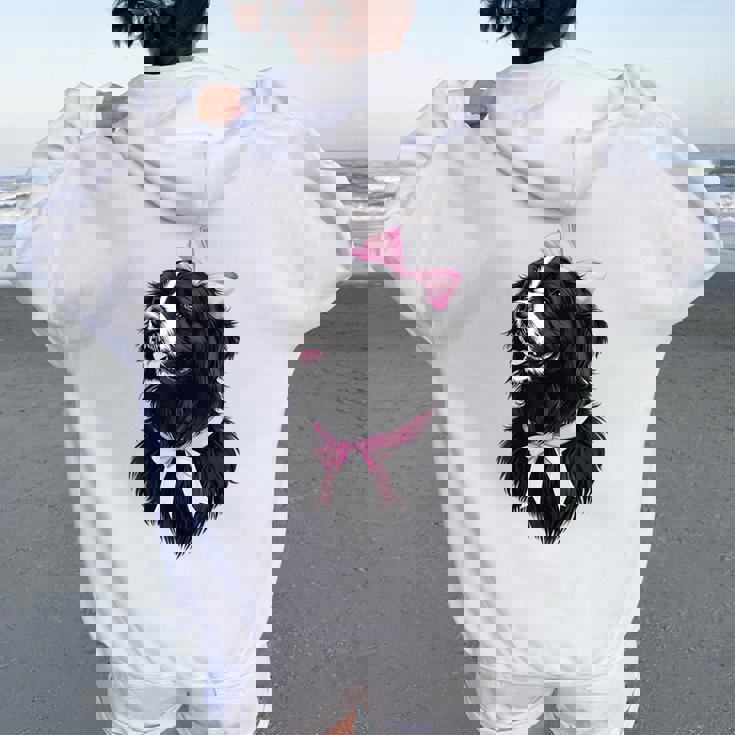 コケット リボン ニューファンドランド 犬 犬 ママ ピンクリボン 女の子 レディース オーバーサイズ パーカー バックプリント