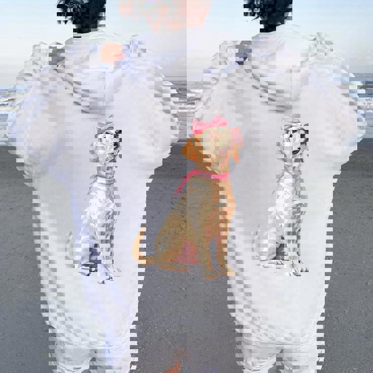 コケットボウ ラブラドールレトリバー 犬 ラボ ママ ピンクリボン 女の子 レディース オーバーサイズ パーカー バックプリント