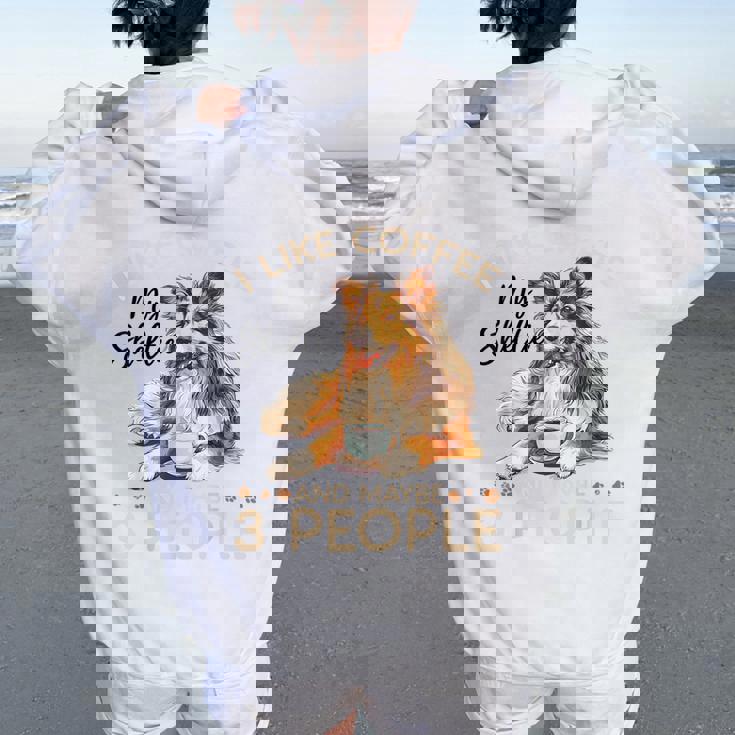 シェットランド・シープドッグ犬用シェルティ I Like Coffee Myheltie レディース オーバーサイズ パーカー バックプリント