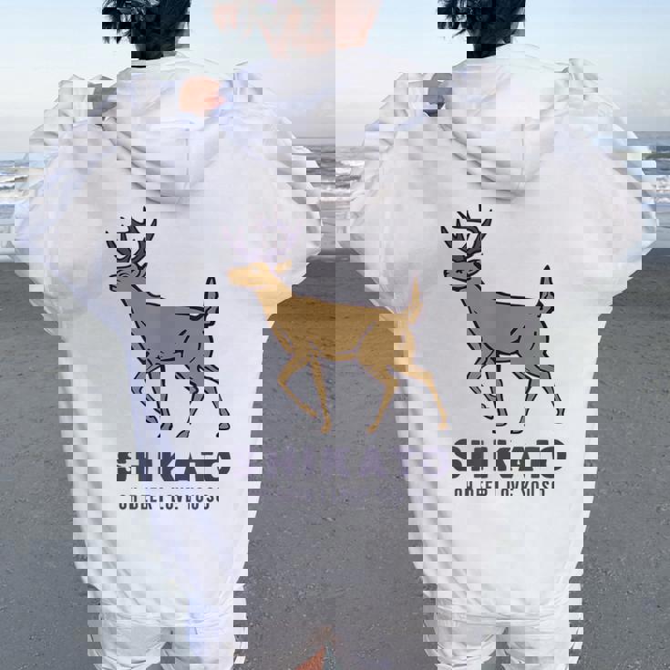 シカトhikato しかと 鹿 イラスト 簡単 鹿好き 鹿の十 鹿十 無視 シカトする 花札 言葉 おもしろ レディース オーバーサイズ パーカー バックプリント