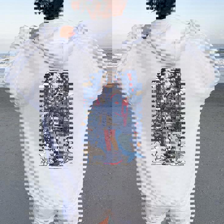 シャーク ワイフ 東京 アニメ ワイフ 女の子 かわいい カワイイ 漫画 レトロ 長袖tシャツ レディース オーバーサイズ パーカー バックプリント