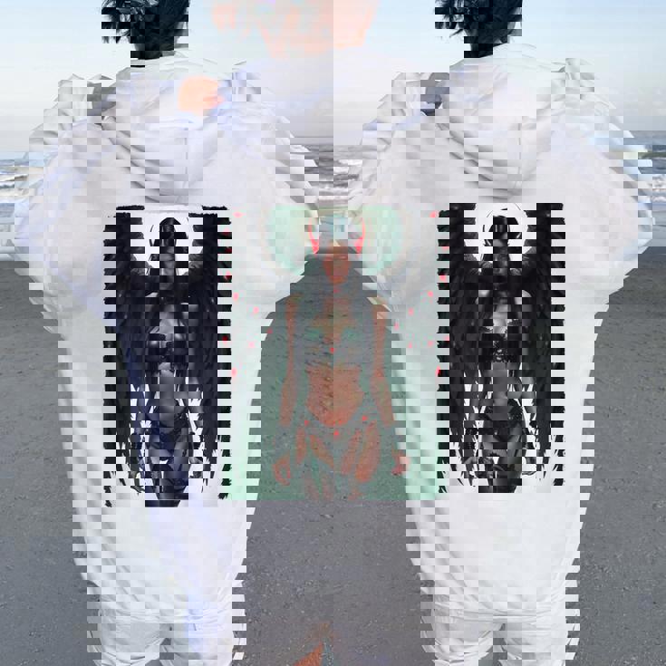 セクシーガールグラフィックtシャツ セクシーな悪魔の女の子のピンナップバックプリント レディース オーバーサイズ パーカー バックプリント