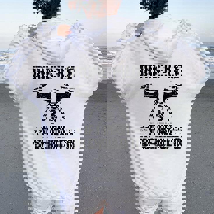 ドローン パイロット If I Duck Youhould Too ドローン フライングドローン Rc レディース オーバーサイズ パーカー バックプリント