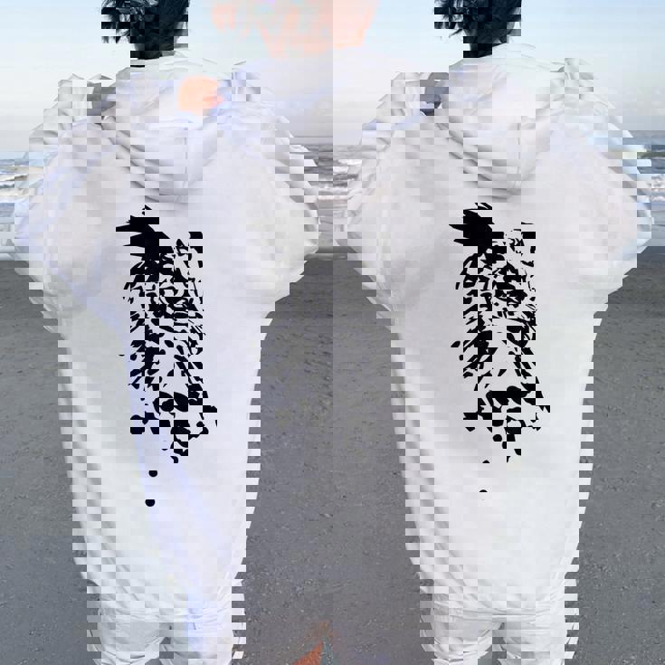 フクロウ -ブラックホワイト-クールな女性男性子供動物 Owl レディース オーバーサイズ パーカー バックプリント