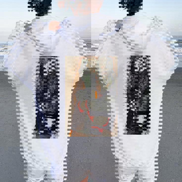 フリンジ付きの毛布の上の二人の女の子 エゴン・シーレ作 1911 長袖tシャツ レディース オーバーサイズ パーカー バックプリント