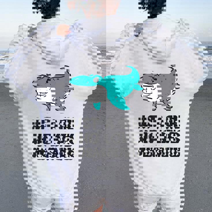 モササウルスが好きな女の子だけ レディース オーバーサイズ パーカー バックプリント