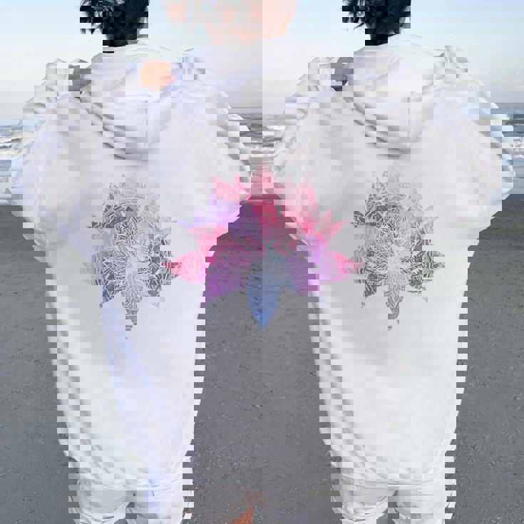 ヨガ 瞑想 カラフル ボーホー ロータス 曼荼羅 蓮の花 レディース オーバーサイズ パーカー バックプリント