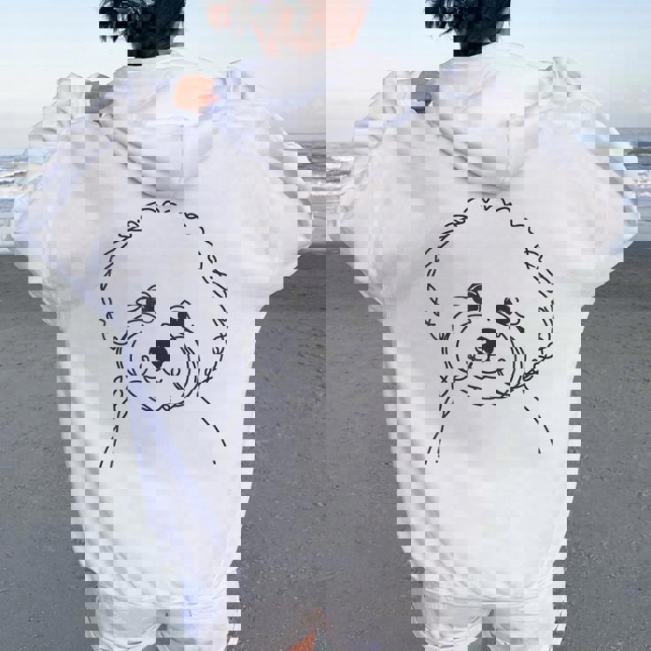 ラインアート Dad Mom Dog ビションフリーゼ レディース オーバーサイズ パーカー バックプリント