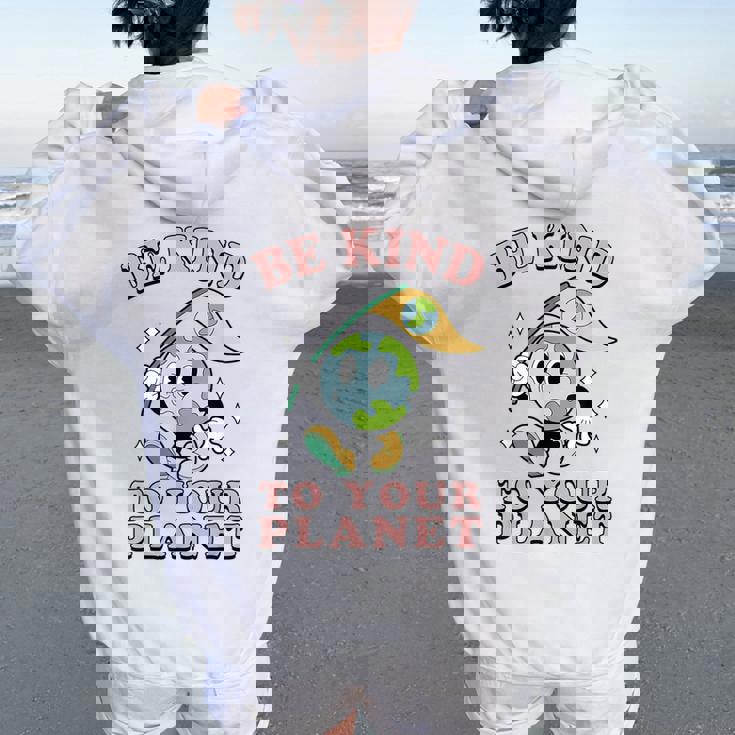 レトロ グルービー Be Kind To Your Planet Earth Day 70年代 80年代 4月 レディース オーバーサイズ パーカー バックプリント