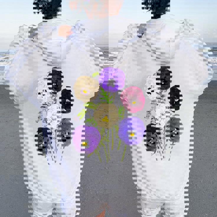 ヴィンテージ パンジー 花 ガーデニング パンジー 恋人 レディース オーバーサイズ パーカー バックプリント