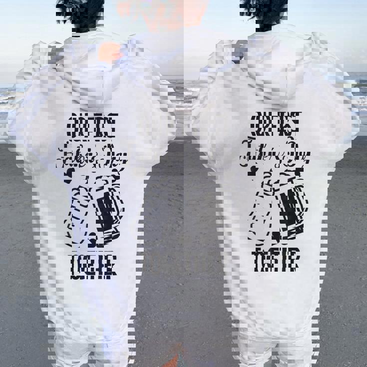 初めての父の日 Together Beer First Time Dad レディース オーバーサイズ パーカー バックプリント