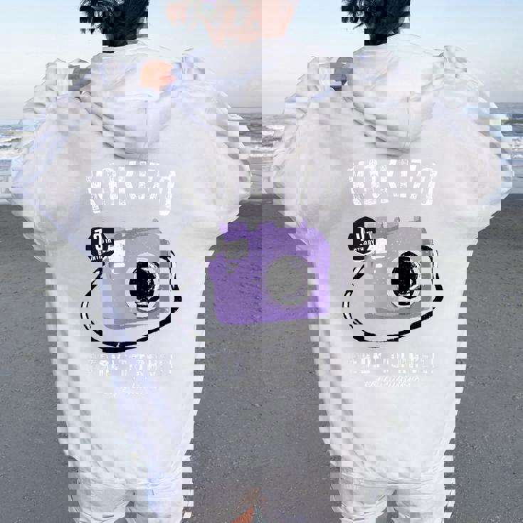 古希祝い 旅行好き 写真好き 撮影好き カメラ レトロ 父 母 男性 女性 70歳お祝い Ready To Travel レディース オーバーサイズ パーカー バックプリント