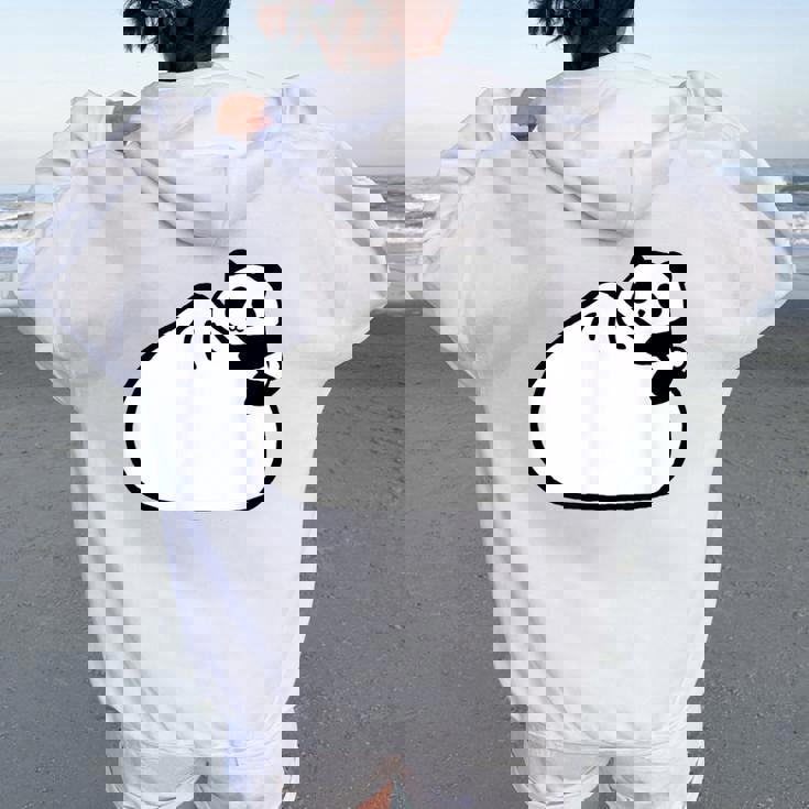 肉まんに抱きつくパンダ かわいい チャイナ 白黒 Panda Meat Bun レディース オーバーサイズ パーカー バックプリント