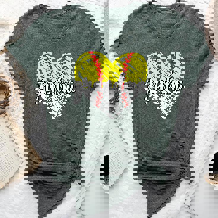 Baseball Softball Grandma Heart Softball Baseball Grandma Bella Canvas T-shirt