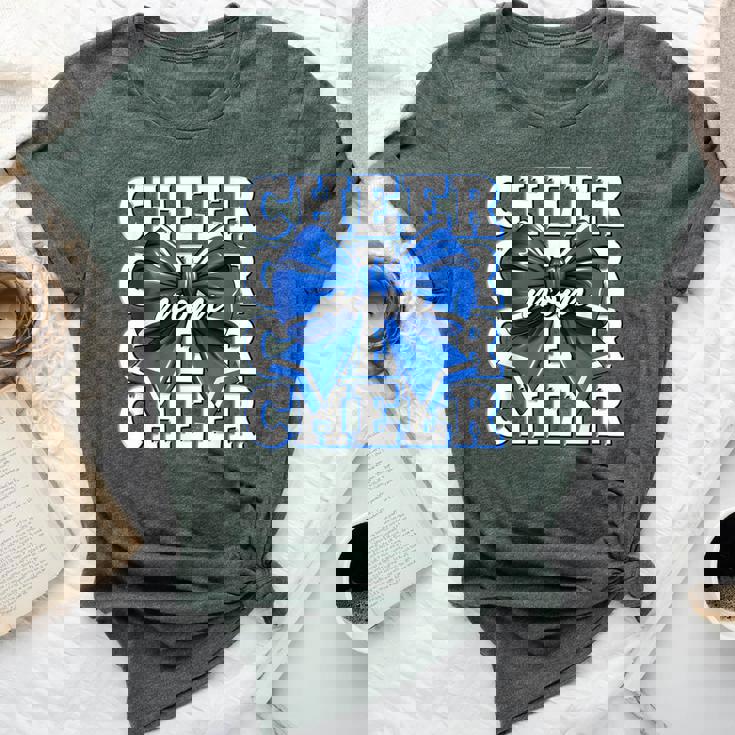 Cheer Mom Blue Bow Cheerleader Competition Game Day Bella Canvas T-shirt