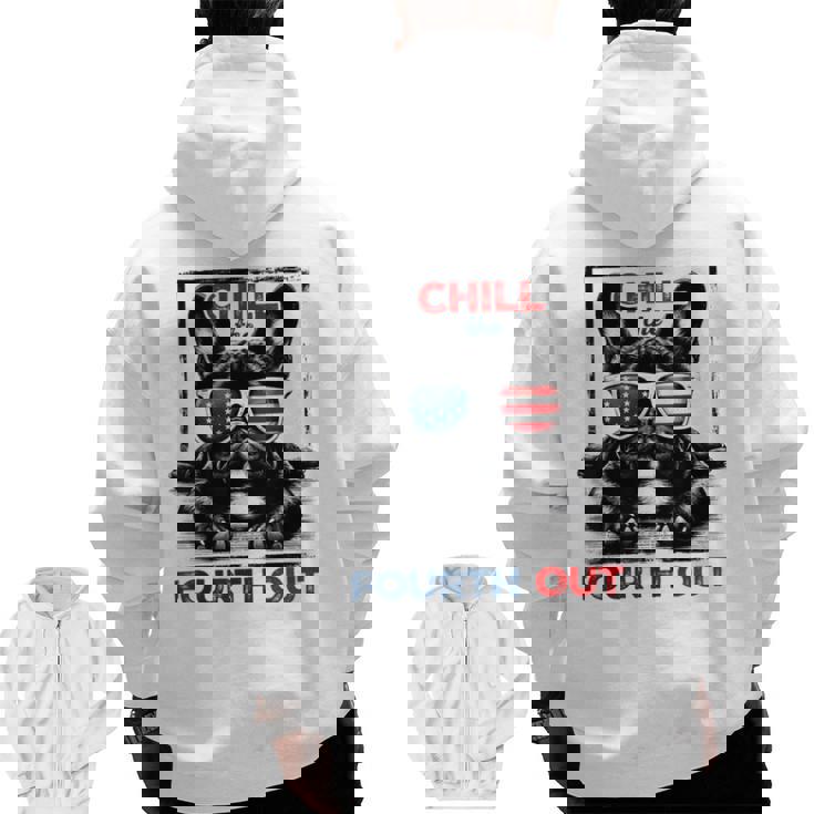 Chill The Fourth Out 4th Of July Cute French Bulldog Men Zip Up Hoodie Back Print