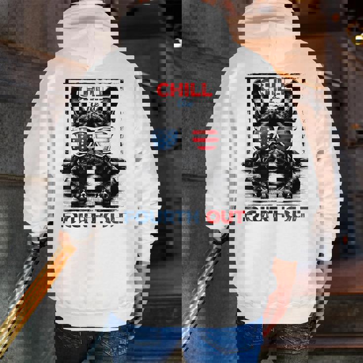 Chill The Fourth Out 4th Of July Cute French Bulldog Men Zip Up Hoodie Back Print